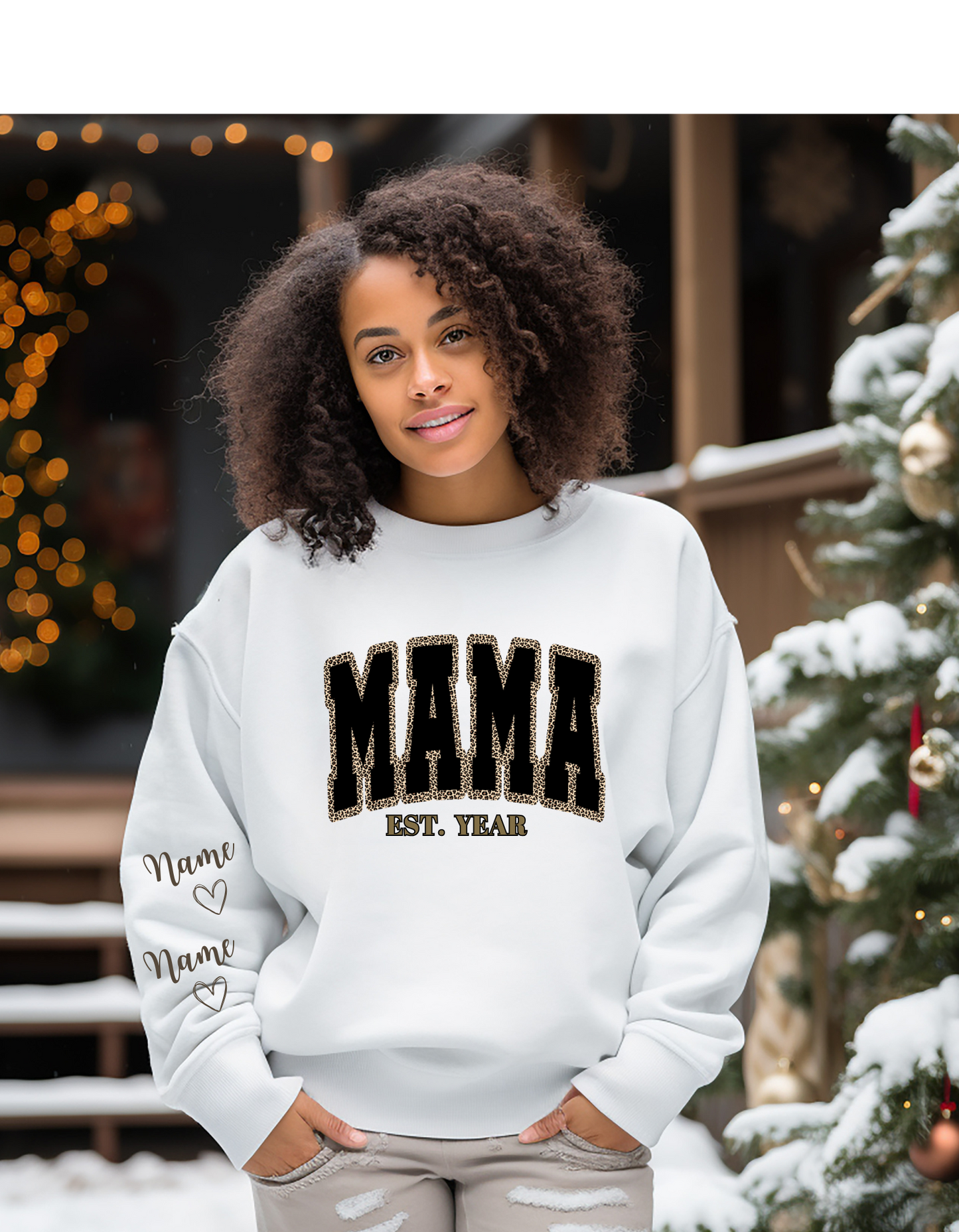 MAMA ANIMAL PRINT BLACK Crewneck Sweatshirt