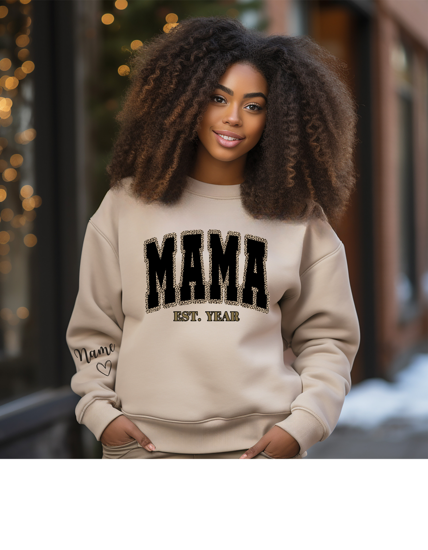 MAMA ANIMAL PRINT BLACK Crewneck Sweatshirt