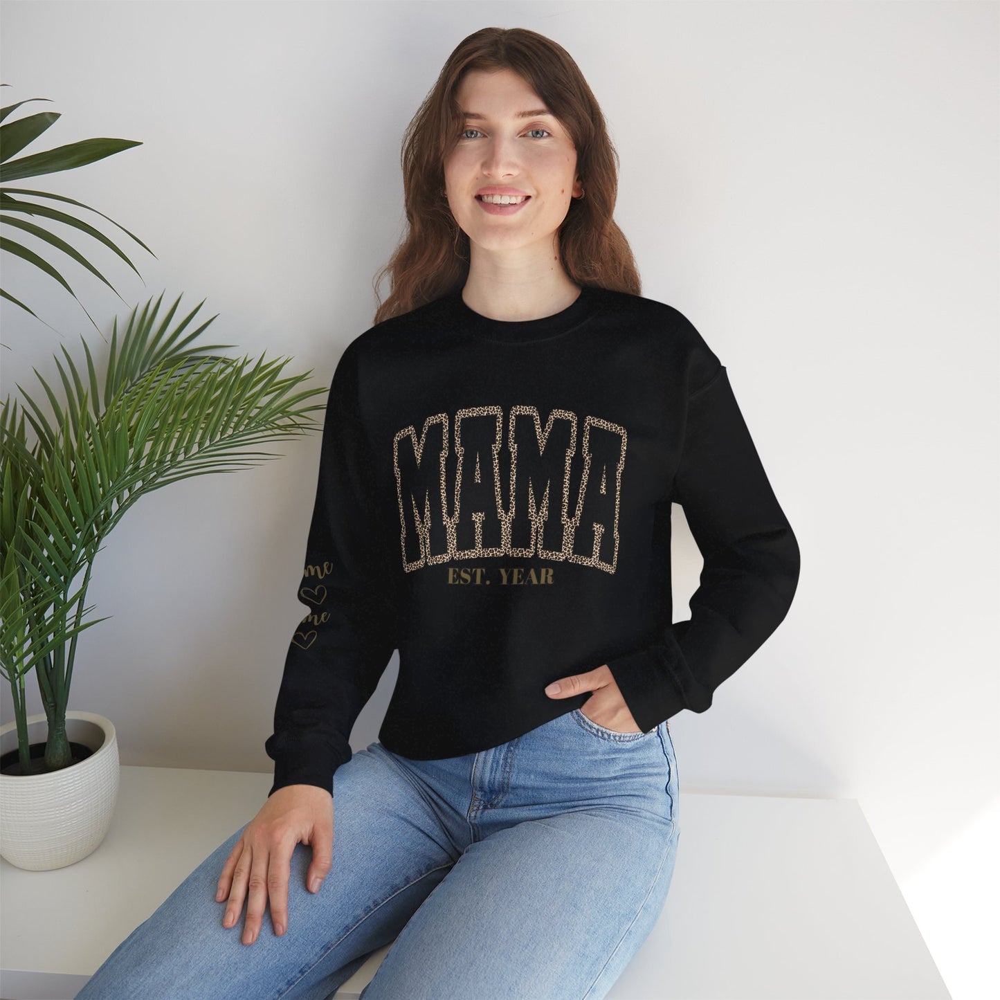 MAMA ANIMAL PRINT BLACK Crewneck Sweatshirt