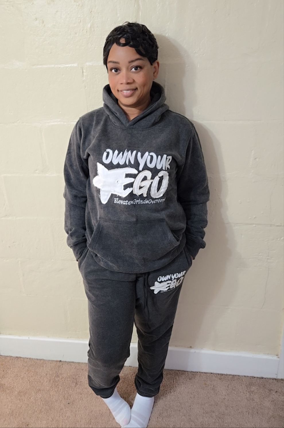 Own Your EGO Gray Jogger Set