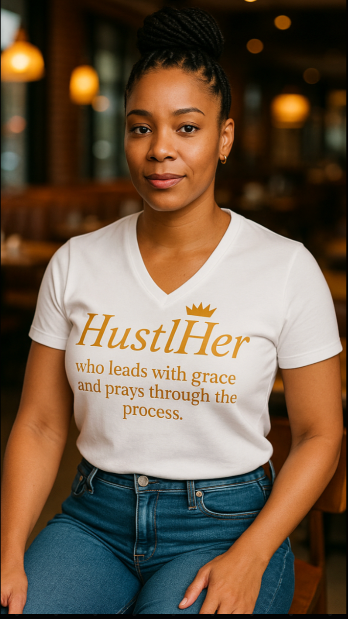 HustlHer Vneck Tee