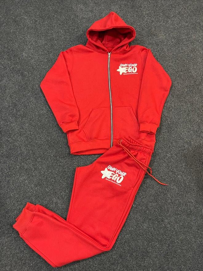 Own Your EGO Red Jogger Set