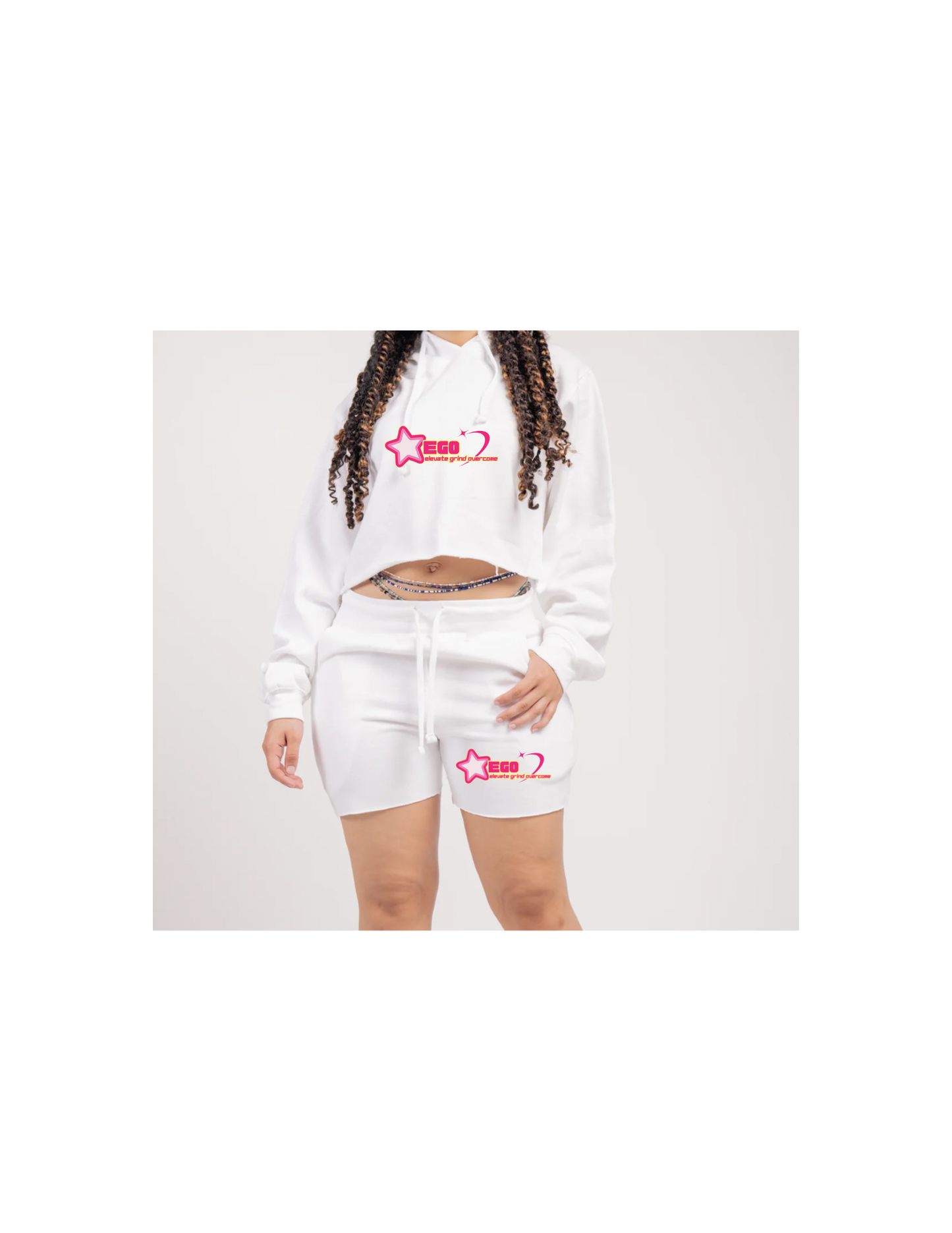 Crop Top Fleece Short Set