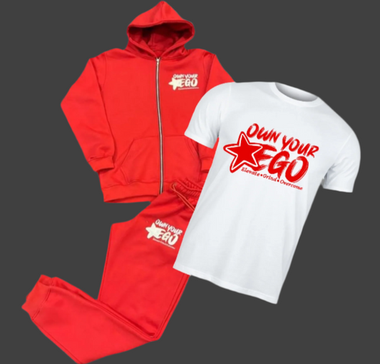 Own Your EGO Red Jogger Set