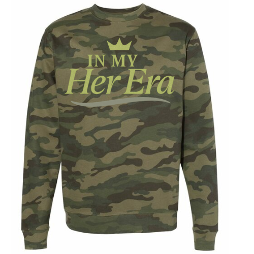 In My Her Era Camo Crewneck Sweatshirt