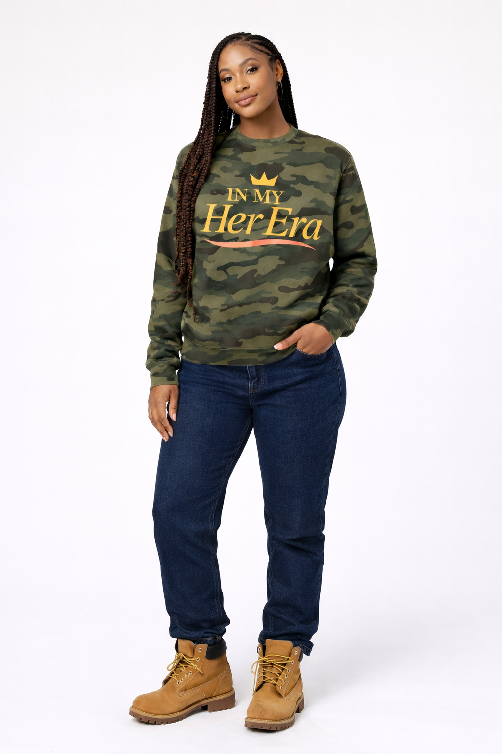 In My Her Era Camo Crewneck Sweatshirt