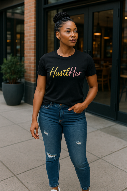 HustlHer Classic Black Tee